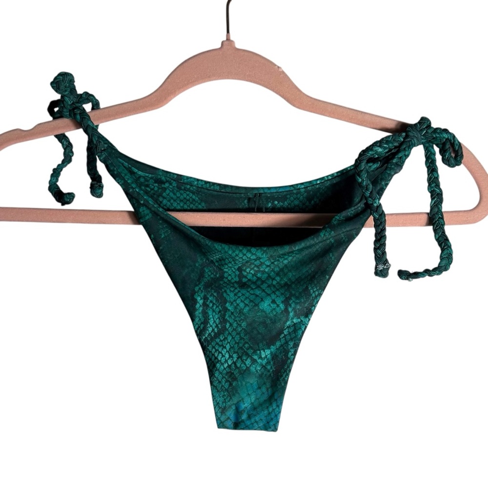 Zaful Green Snakeskin Cheeky Bikini Bottom, Small